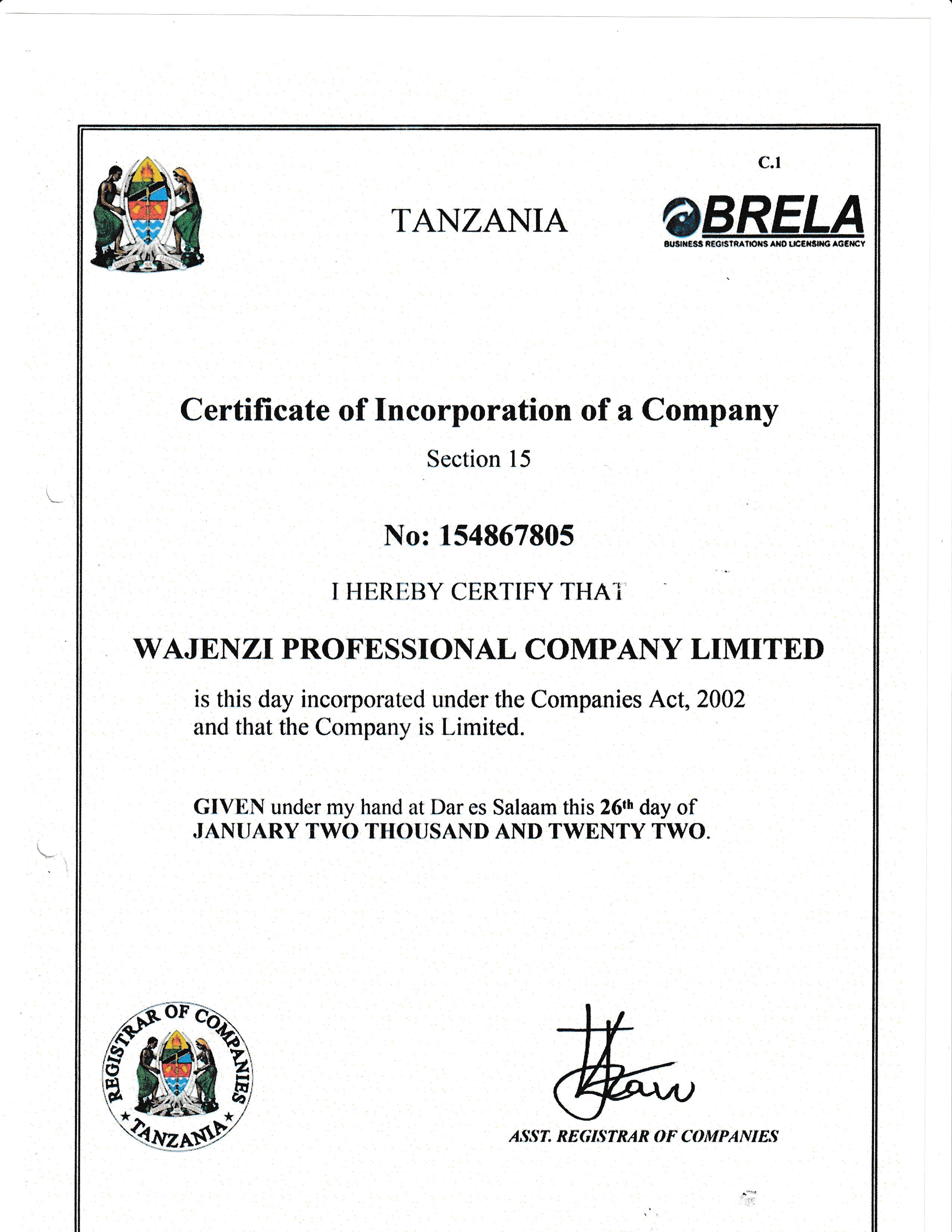 Business Registration Certificate